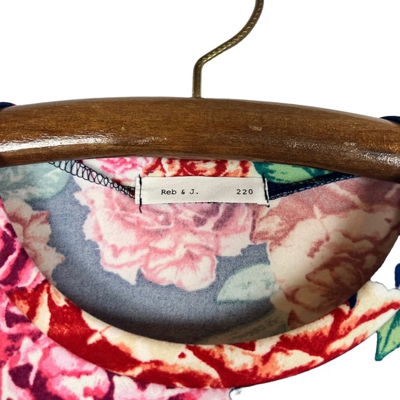 Reb & J girls navy floral peplum sleeve girls dress SZ XL - Picture 5 of 9